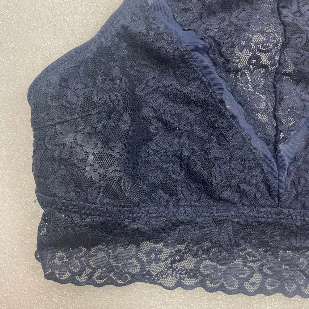 Bundle of Aerie Blue Lace Bralettes Bandeau and High Necklace